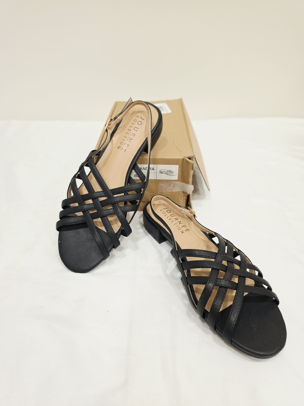 Journee Collection Cassandra Women's Black Strappy Slingback Sandals